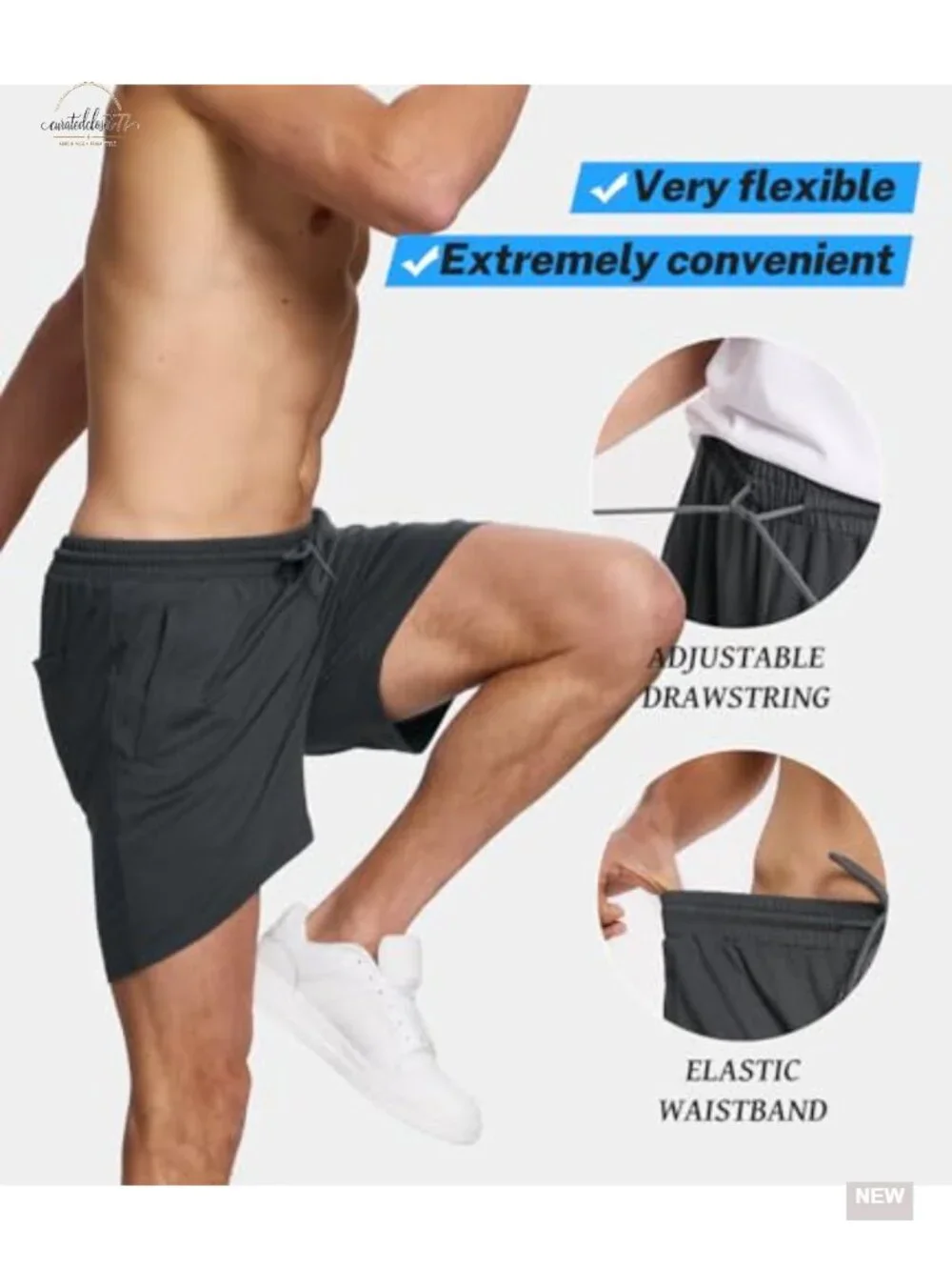 Men's Quick Dry Athletic Shorts with Pockets, Lightweight Bamboo Blend, Relaxed